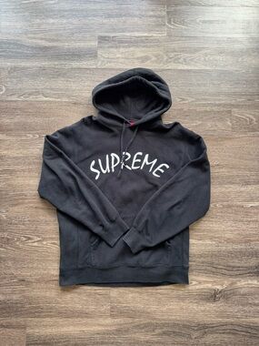 Supreme Black Hoodie with White Arch Logo